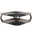 Table basse carrée en métal avec tablettes à deux niveaux pour le rangement et le décor de salon de style campagne moderne