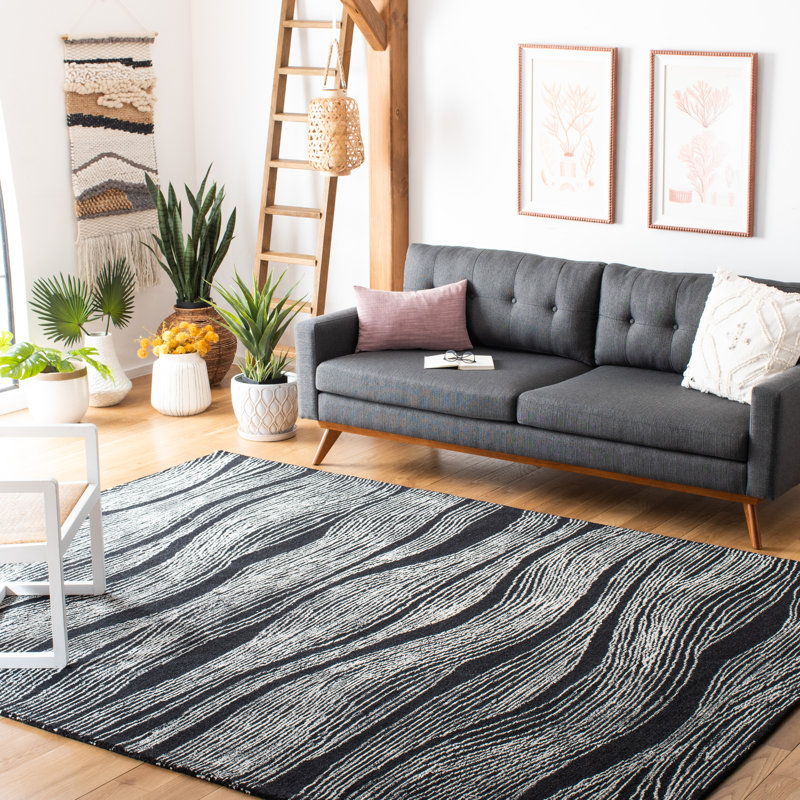 Tapis en laine et en coton touffeté à la main Ziggy, Rectangle 9 pi x 12 pi