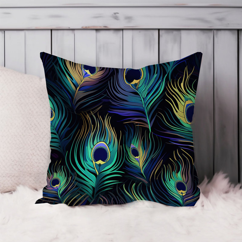 Animals Peacock Feather Pattern V Modern, 16"H x 16"W