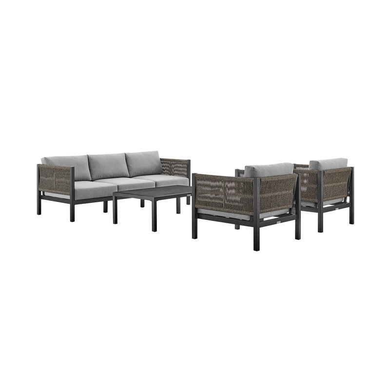 Mareike Black Aluminum and Ceramic Outdoor Coffee Table