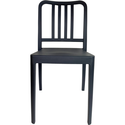 Ensemble de 4 chaises de salle à manger à lattes verticales PP, gris foncé pour l'intérieur et l'extérieur