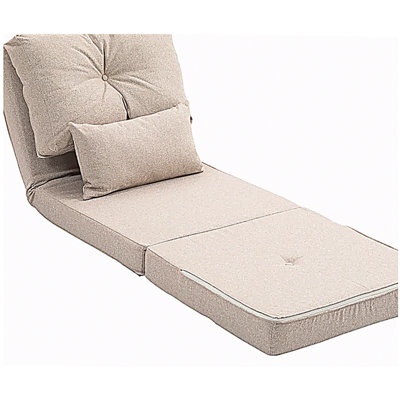 Chaise longue, canapé-lit pliant rembourré avec dossier réglable, beige