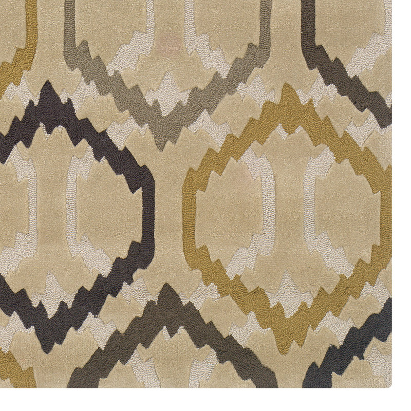 Tapis fait main Equelle crème et pierre, Rectangle 5 pi x 7 pi