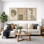 «Mid Century Modern Boho», feuille organique tropicale organique, images chaudes abstraites neutres, impression sur toile encadrée, 3 pièces-79731283-79731281