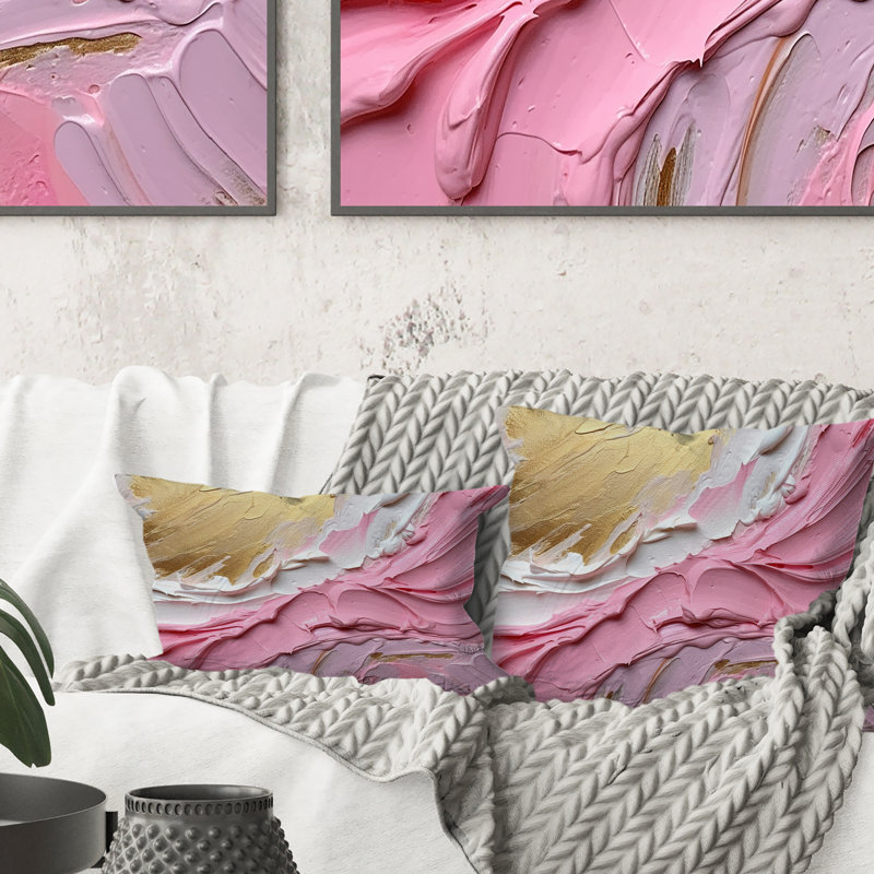 Coussin décoratif rose et doré Spiral Radiance III - Abstract Spirals