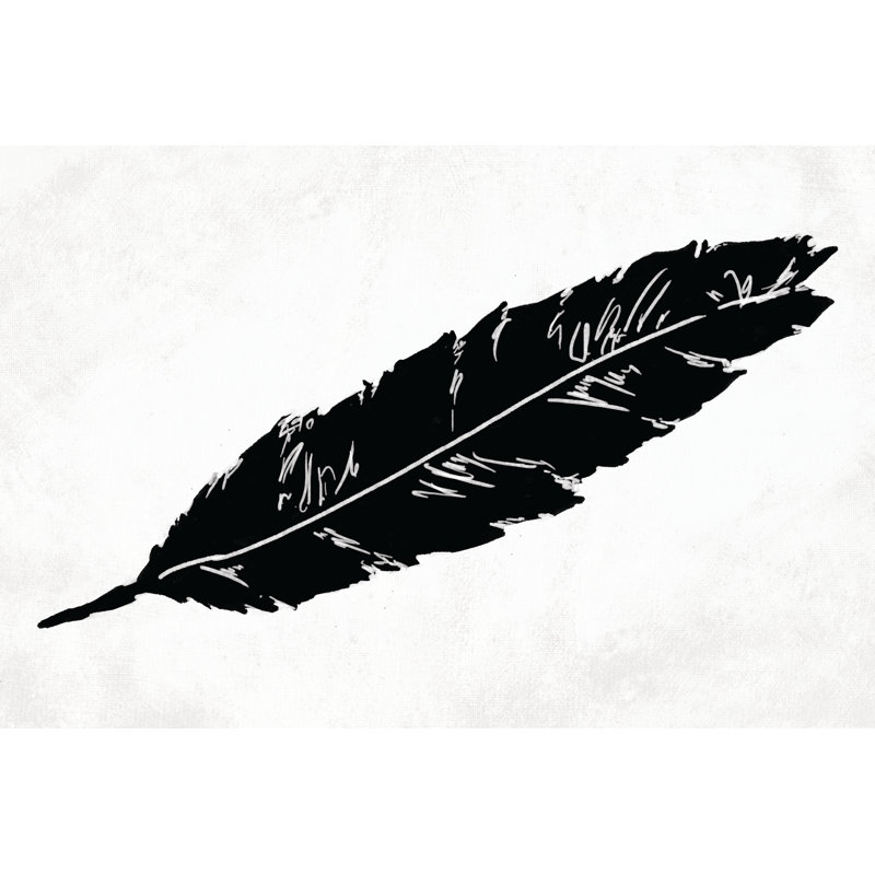 Black Paint Feather - Wrapped Canvas Art Prints, 30cm H x 46cm W x 3.8cm D