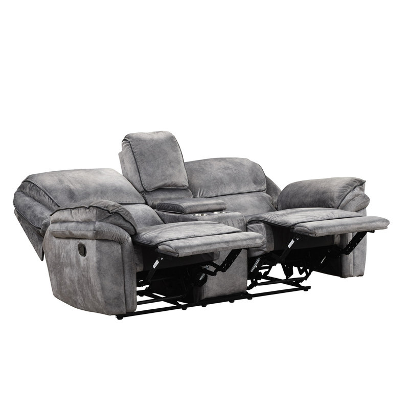 Ensemble de fauteuil inclinable manuel Arisa, similicuir gris, table d'appoint
