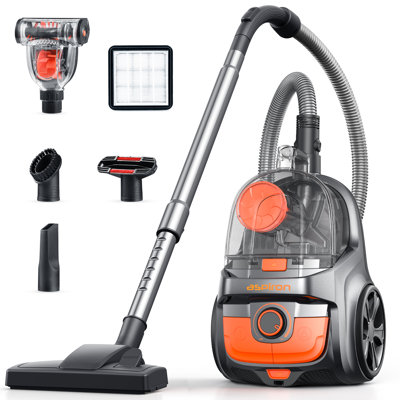 Aspirateur traîneau sans sac de 1 600 W, aspiration puissante de 40 kPa, filtration HEPA H13, très grande tasse à poussière de 4 pte, rembobinage automatique du cordon, 5 accessoires multifonctionnels, idéal pour les planchers de bois franc, les tapis, les poils d'animaux et le revêtement