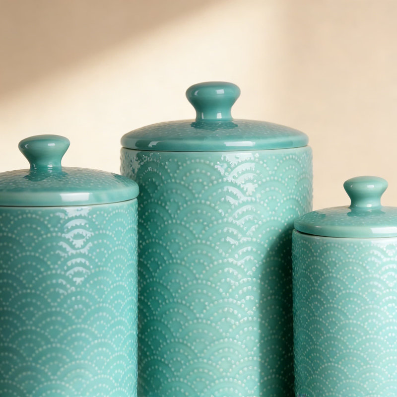 Ensemble de 3 contenants de cuisine en céramique hermétiques avec joints en silicone pour la farine, le sucre, le café, le thé et le garde-manger
