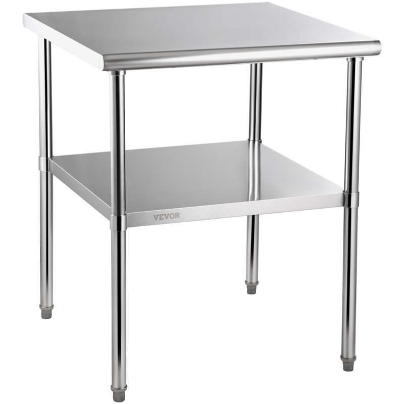 Table de préparation 36 pouces en acier inoxydable avec 1 tablette inférieure réglable, H 36 po x l 30 po x P 30 po