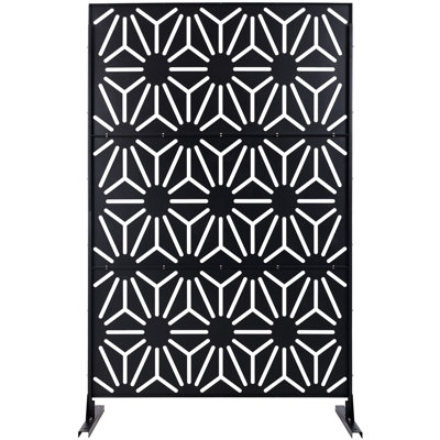 Outdoor & Indoor Privacy Screen Metal Privacy Screen 76" H×48" W, Freestanding Decorative Privacy Screen for Deck Balcony Patio, Privacy Fence Panels for Outside Lawn Garden PS118 WHITE