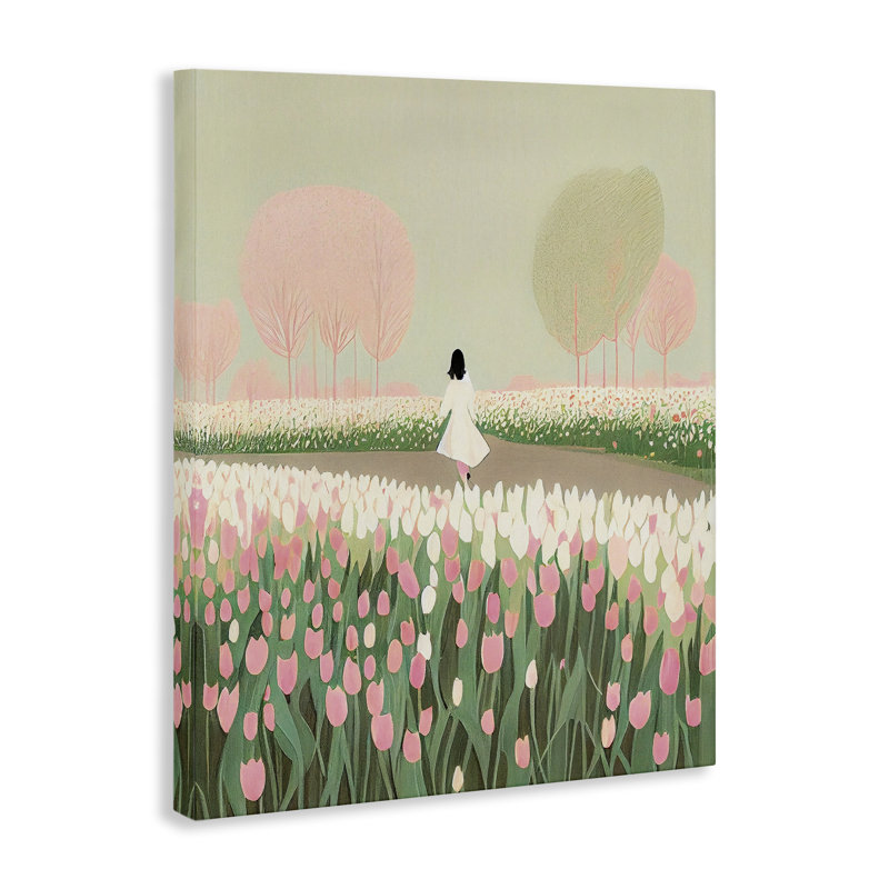 «Walking in Tulip Meadow», art mural sur toile par Incado, H 40 po x l 30 po