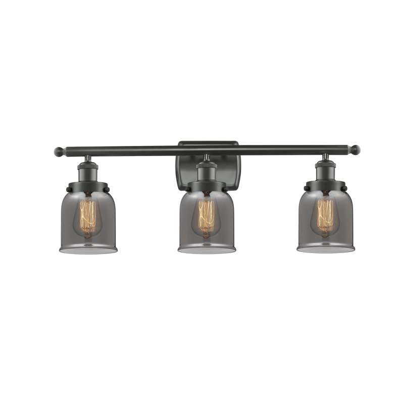 Éclairage pour meuble-lavabo 3 lumières 26 po Ballston Urban Bell, Bronze huilé, Incandescent, Fumée