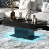 Horacio High Gloss Coffee Table With 16 Colors LED Lights,19.7'' H X 43.3'' W X 21.7'' D