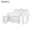 Lit mezzanine double en bois avec bureau, lumière DEL et 8 tablettes de rangement, structure en bois massif, aucun sommier requis, blanc-1043619473