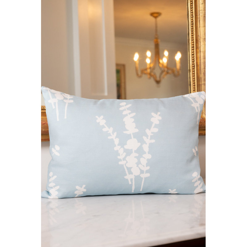 Eucalyptus Lumbar Pillow Cover & Insert, Green/Peach Floral Large