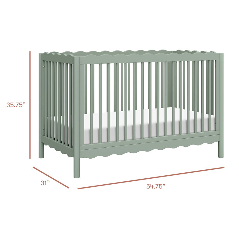 Light Sage Sustainable Pine Wood 4-in-1 Convertible Crib