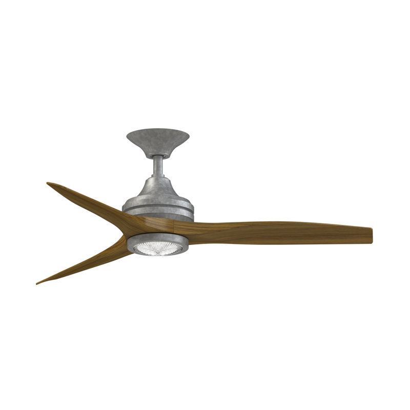 Spitfire 48 Inch Indoor/Outdoor Ceiling Fan With LED Light Kit - Galvanized with Koa blades, Galvanized, Koa