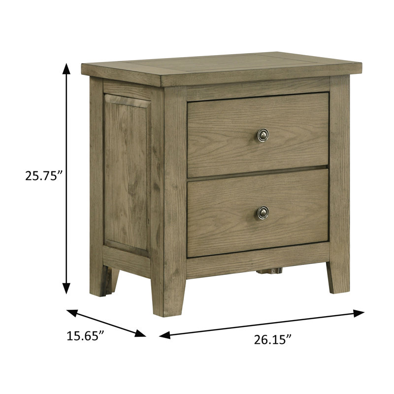 25.75" W Rustic Nightstand, Vineyard Oak