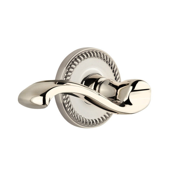 Grandeur Newport Rosette Privacy with Portofino Lever, Polished Nickel, 2 3/8"