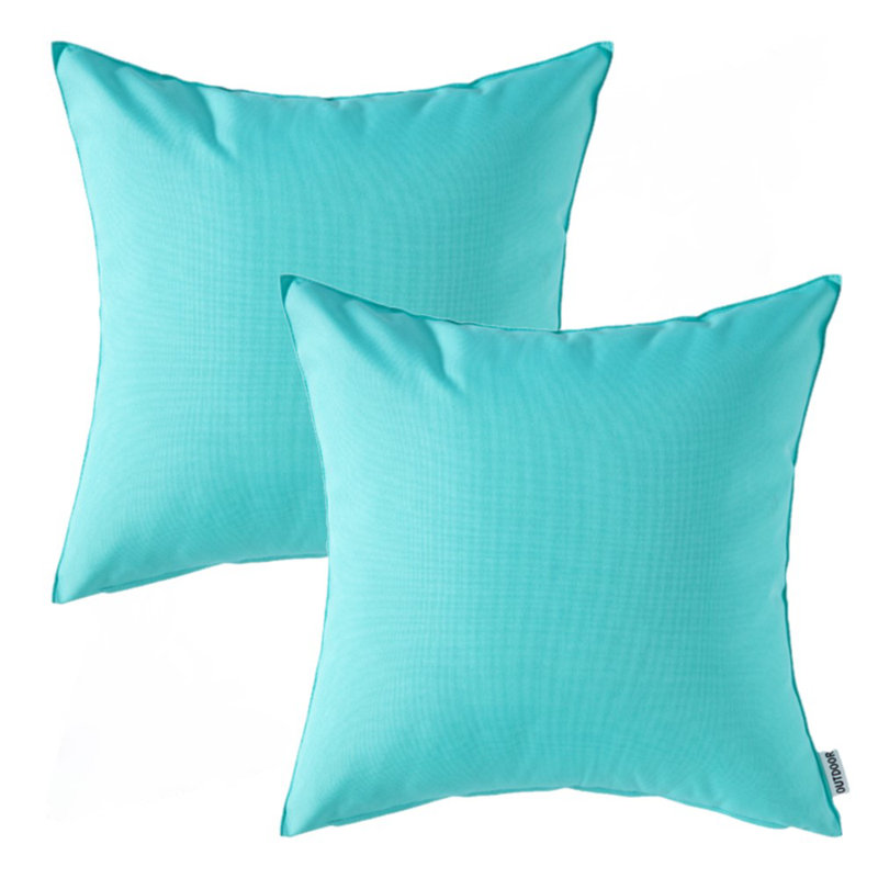 Outdoor Reversible Pillow Cover, Aqua, 16" x 16", Square