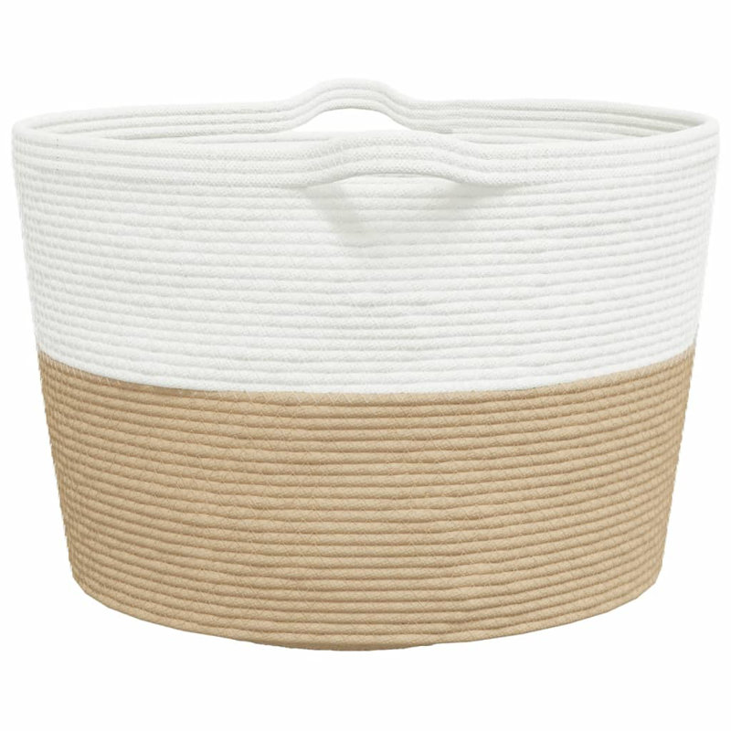 vidaXL Laundry Basket Ø23.6x14.2" Cotton, Gray/White