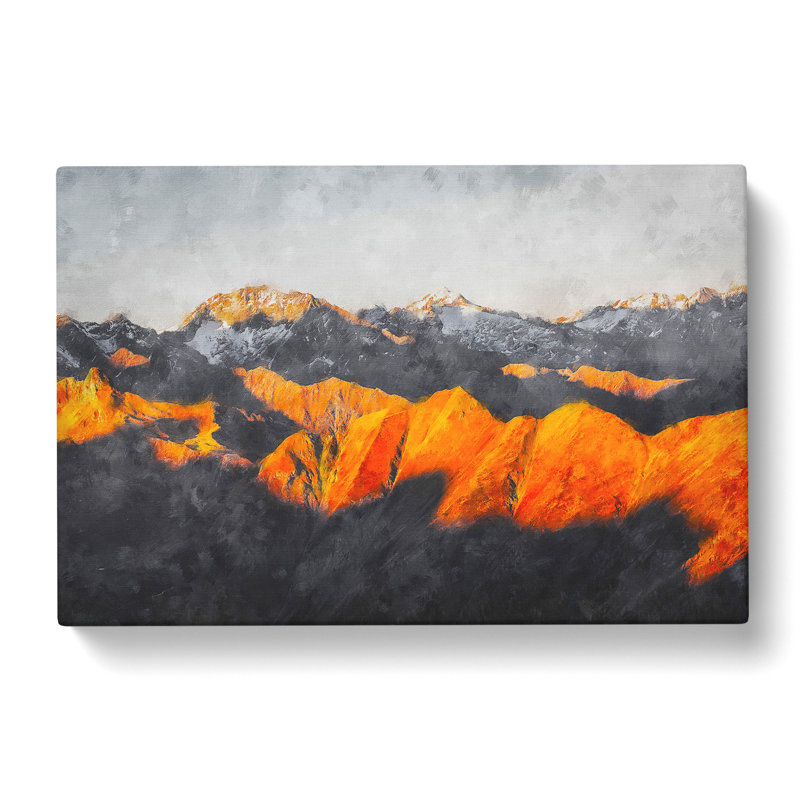 Orange Mountains In Italy - Wrapped Canvas, 60cm H x 91cm W x 3cm D