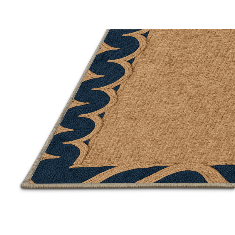  Washable Wave borders Nautical Area Rug, Carré 4 pi