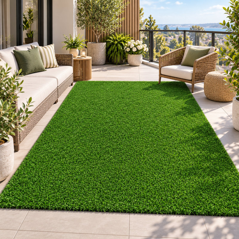 Gazon artificiel, tapis d'extérieur avec drainage, velours épais pour la terrasse, balcon, jardin