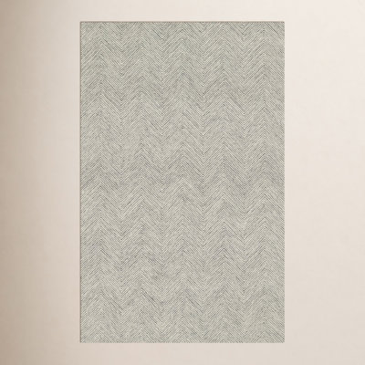 Wheaton Gray Beige Hand-Tufted Wool Chevron Rug