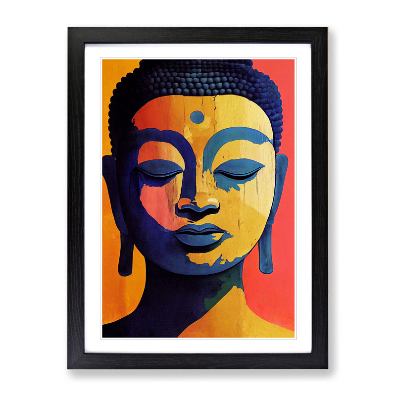Buddha Palette Knife - Single Picture Frame Print, 34cm H x 25cm W, Walnut Framed