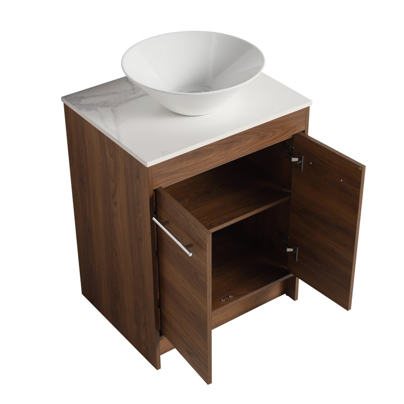  Meuble-lavabo autoportant de 96 po avec plateau en céramique Aurrie, Spécialité