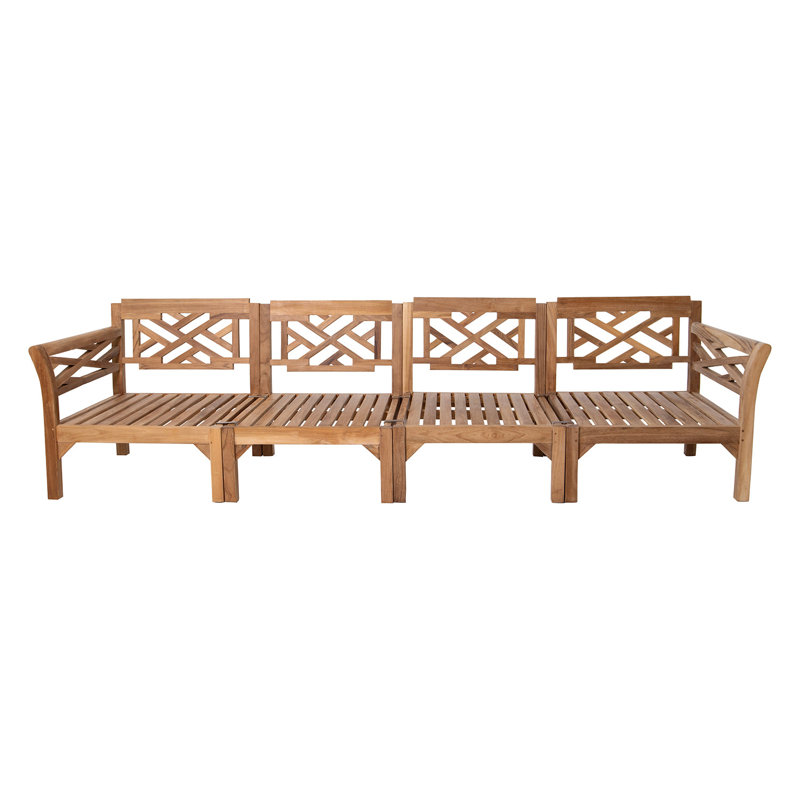 Monterey Teak Outdoor Deluxe Sofa with Sunbrella Cushions, Antique Beige