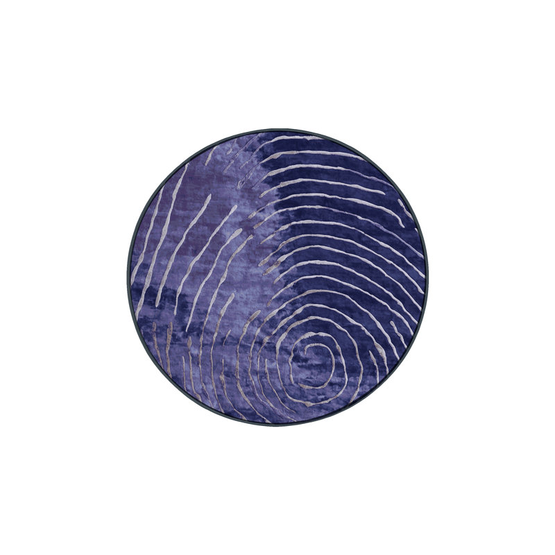Tapis gris soyeux et moelleux, Rond 3 pi