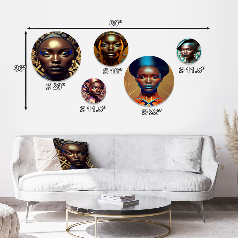 Portrait d'une femme africaine glamour - décoration murale en métal femme afro-américaine