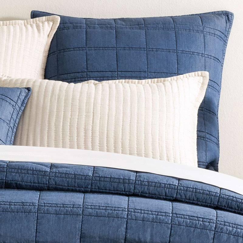 Atlas Denim Quilted Sham, Euro