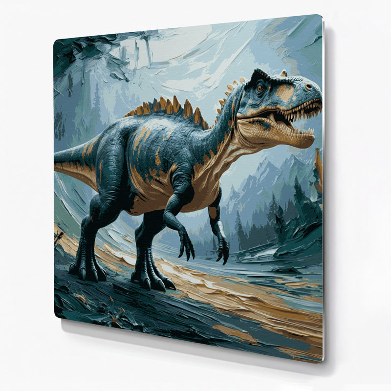 «Dinosaur Lambeosaurus Blue», art mural en métal, H 16 po x l 16 po