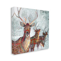 Deer In The Snow - Aesthetic Winter Unframed Poster, Dawn And Melting Snow  And Ice, Cartoon Animals Oil Painting Home Decor Wall Decor Canvas Painting