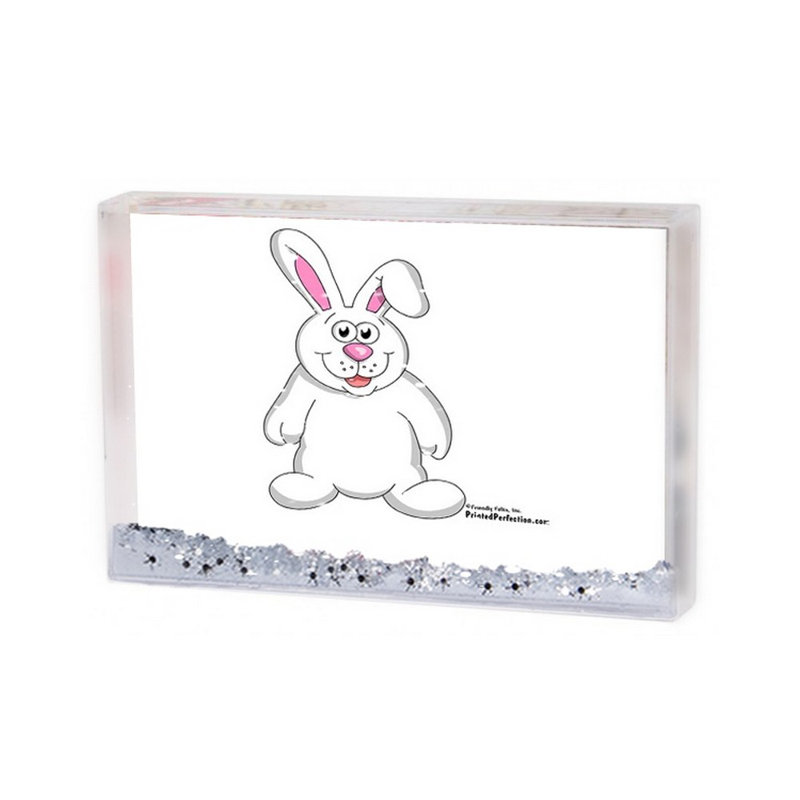 Personalized Bunny Rabbit Snow Globe Frame Gift  6" x 4", Yes, 2.5" H x 3.75" W x 1" D