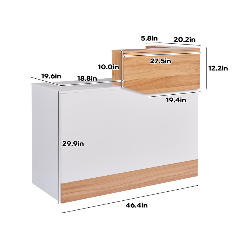 Modern Reception Desk With Counter And Cable Grommet – 47'' Checkout Table For Lobby, Salon, Office
