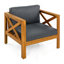 Fauteuil club d'extérieur en bois d'acacia avec coussins, ensemble de conversation, finition teck-1879403843-1879403840