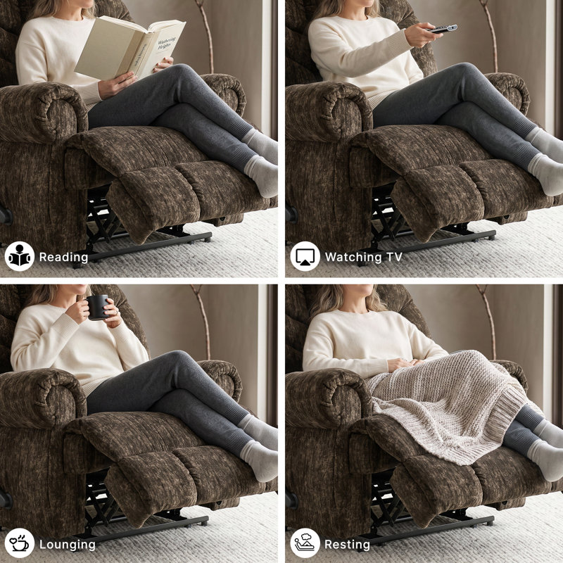 Fauteuil inclinable mural Geovanna Zero, Velours brun