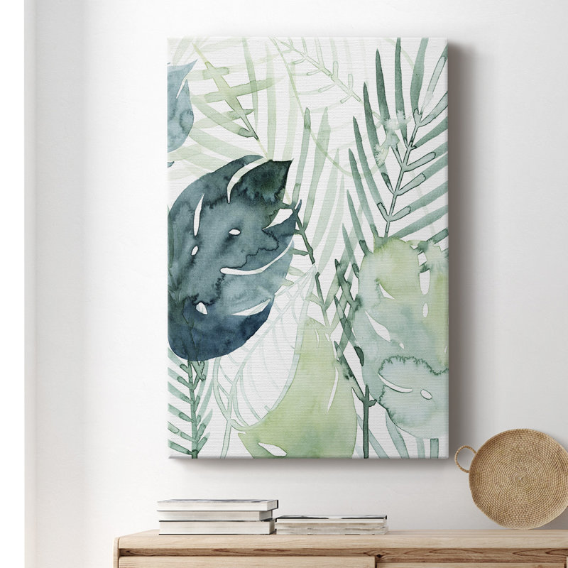 Palmier I - peinture sur toile tendue, H 18 po x l 12 po x P 1 po