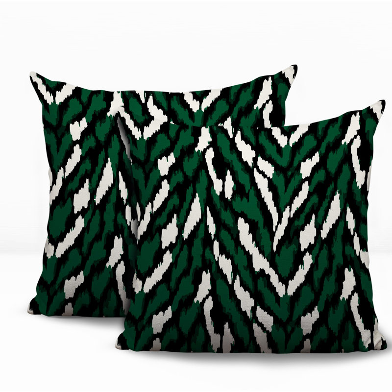 Coussin réversible intérieur / extérieur à imprimé zébré Jules, 20x20, Green