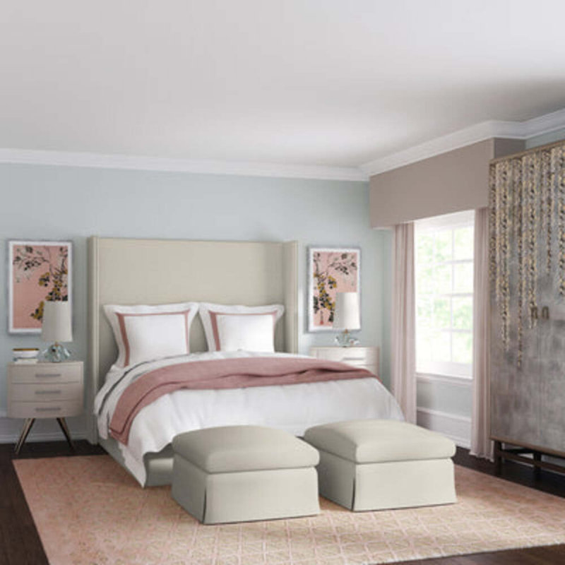 Kaiser Bed, Queen, Plush Velvet Alabaster
