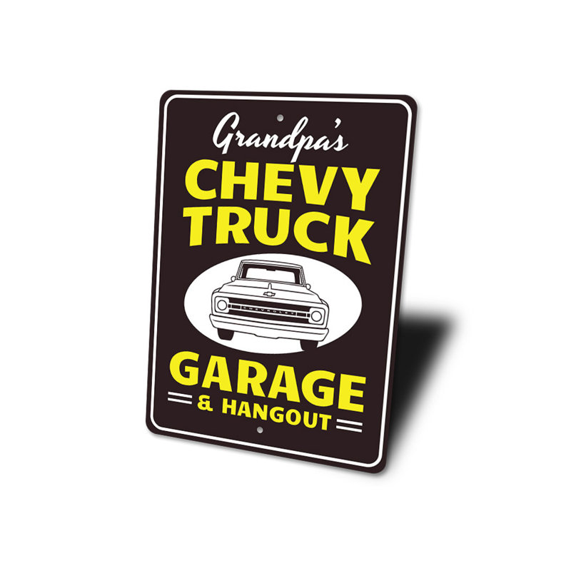 Enseigne en aluminium Chevy Garage Hangout, H 18 po x l 12 po x P 0,06 po