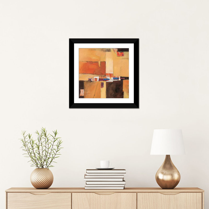 « Abstract II », impression sur toile tendue, H 16 po x l 16 po x P 1 po, Papier beaux-arts encadré noir, Blanc