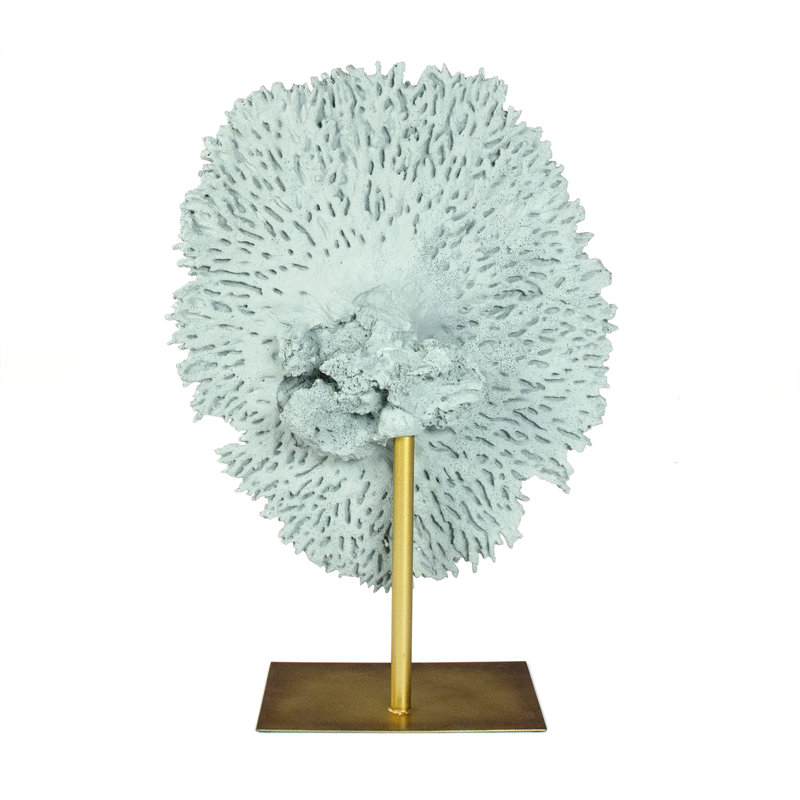 White Coral On Gold Base in , Blue, 26.5" H x 18.5" W x 8" D, Blue
