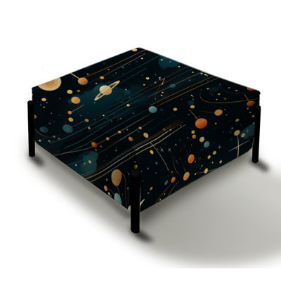Orange And Blue Science Fiction Spots - Abstract Large Square Ottoman