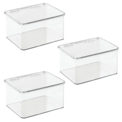 iDesign Stackable Hinged-Lid Pantry or Kitchen Storage Box - Lidded Storage Box for Organizing Cabinets and Under Sinks